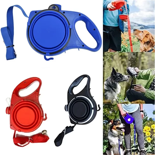 All-in-One Dog Leash with Water Bottle & Bowl